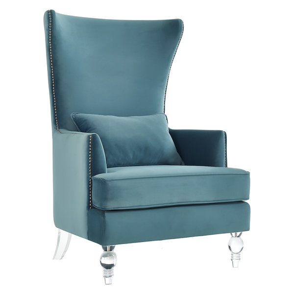 Tov Furniture Tov Furniture Bristol Sea Blue Velvet Chair With Lucite Legs TOV-A139